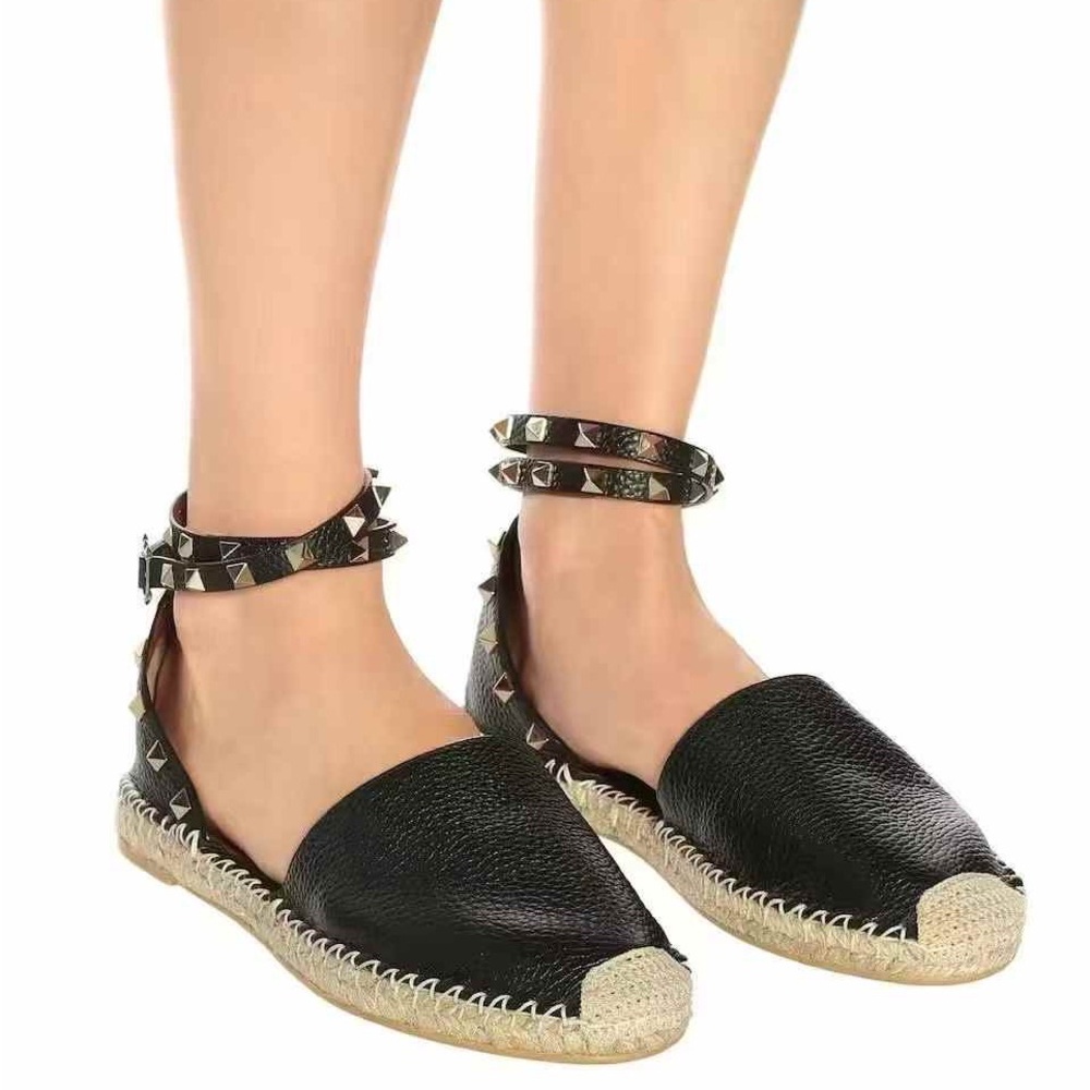 Black Studded Espadrille Flats